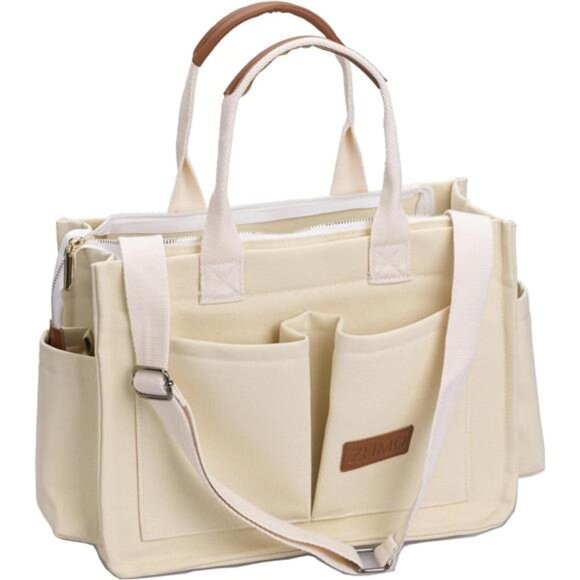 Handbags - Large Canvas Tote Bag for Women,Womens Laptop Work Book Bags Crossbody Purse